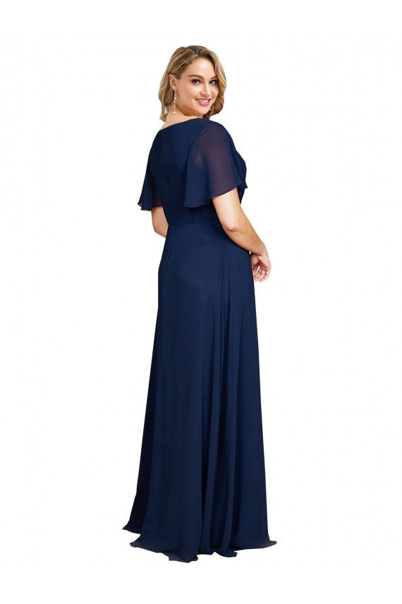 Soft Chiffon Long V-Neck A-Line Formal Plus Size Evening Gown / Prom Dress / Bridesmaid Dress Stockport