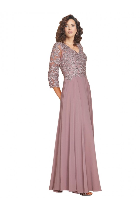 Soft Chiffon Long V-Neck A-Line Prom Dress / Bridesmaid Dress Stockport
