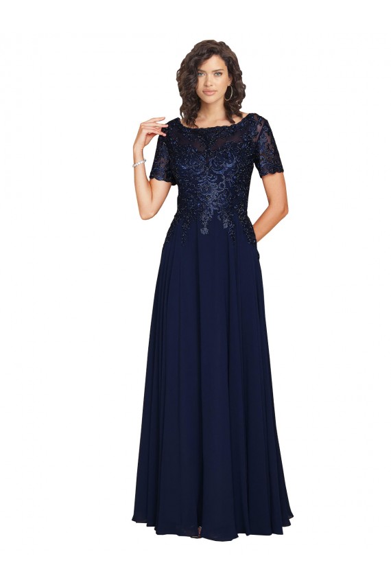 Soft Chiffon Long Round Neck A-Line Prom Dress / Bridesmaid Dress Stockport