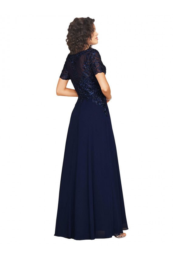 Soft Chiffon Long Round Neck A-Line Prom Dress / Bridesmaid Dress Stockport