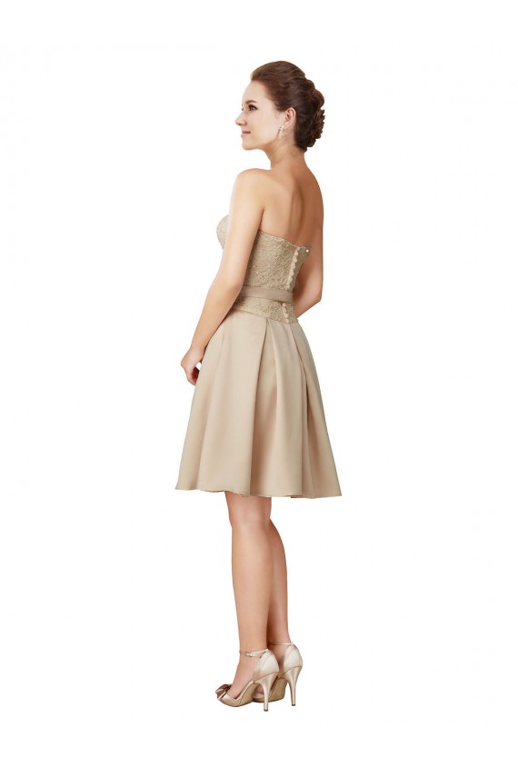 Satin & Lace Knee Length Sweetheart A-Line Bridesmaid Dress Stockport
