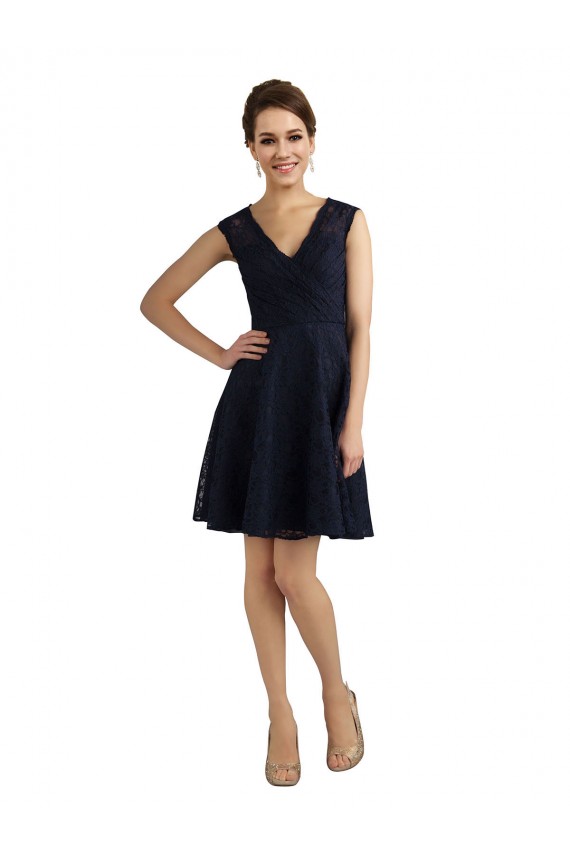 Lace Knee Length V-Neck A-Line Bridesmaid Dress / Evening Dress Stockport