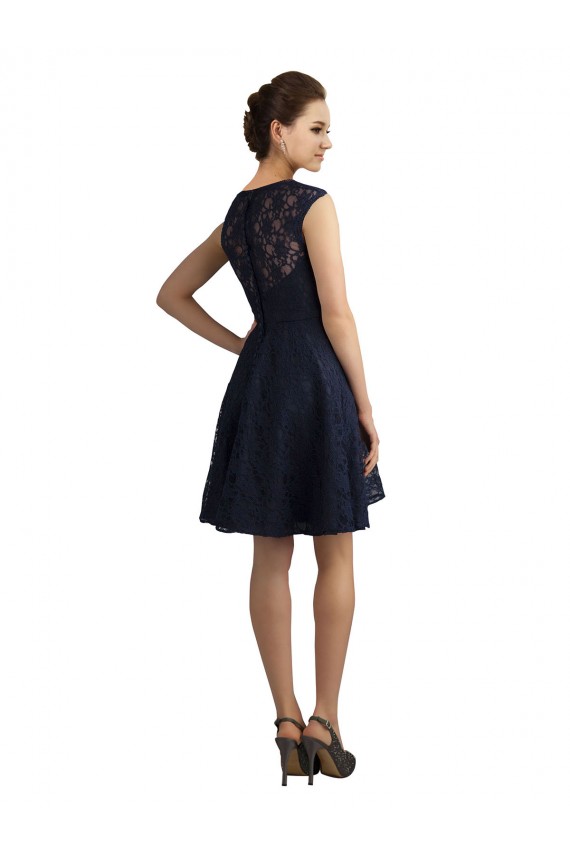 Lace Knee Length V-Neck A-Line Bridesmaid Dress / Evening Dress Stockport