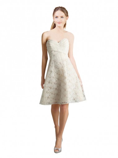 Lace Knee Length Sweetheart A-Line Bridesmaid Dress Stockport