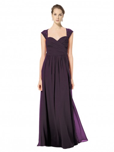 Soft Chiffon & Lace Keyhole Back Long Sweetheart A-Line Formal Dress / Bridesmaid Dress Stockport