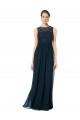 Chiffon & Lace Keyhole Back Long Bateau Neck A-Line Bridesmaid Dress Stockport