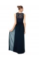 Chiffon & Lace Keyhole Back Long Bateau Neck A-Line Bridesmaid Dress Stockport