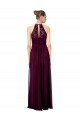 Soft Chiffon & Lace Keyhole Back Long Halter Neck A-Line Formal Dress / Bridesmaid Dress Stockport
