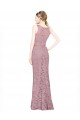Lace Long Illusion Neck Mermaid Prom Dress / Bridesmaid Dress Stockport