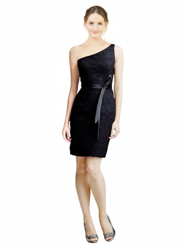 Lace Open Back Knee Length One Shoulder A-Line Bridesmaid Dress Stockport