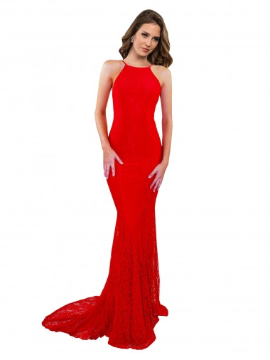 Lace Open Back Long High Neck Mermaid Evening Gown / Prom Dress / Bridesmaid Dress Stockport