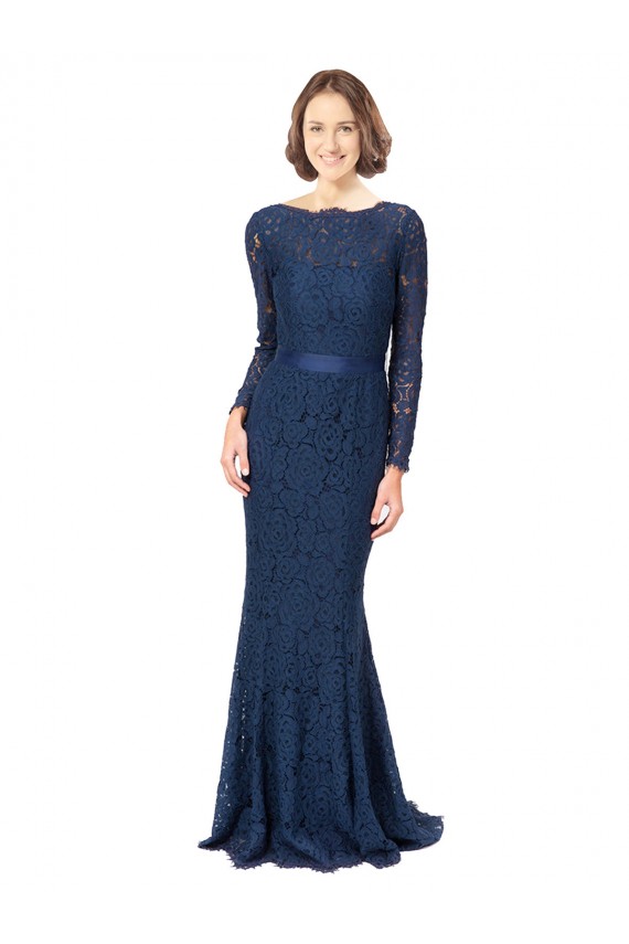 Lace V-Back Sweep Train Jewel Neck Mermaid, Sheath Bridesmaid Dress Stockport