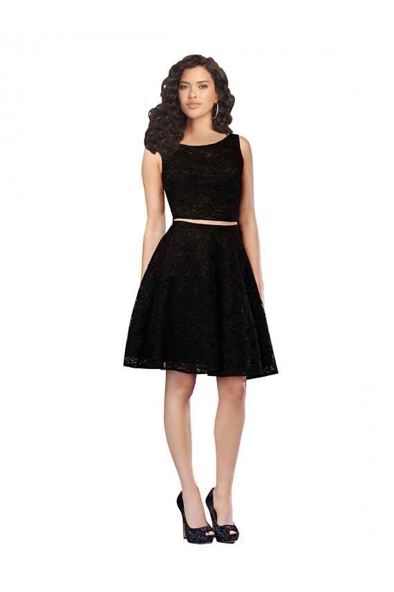 Lace Knee Length Jewel Neck A-Line Bridesmaid Dress Stockport