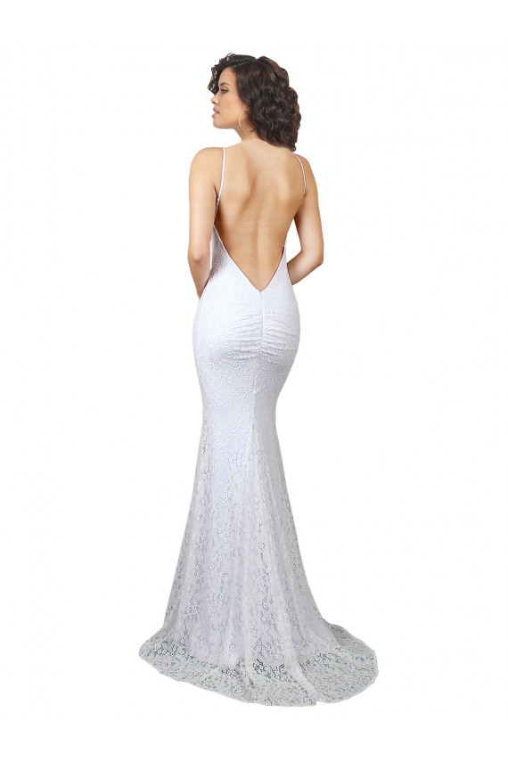 Lace Backless Sweep Train High Neck Mermaid Wedding Dress Stockport