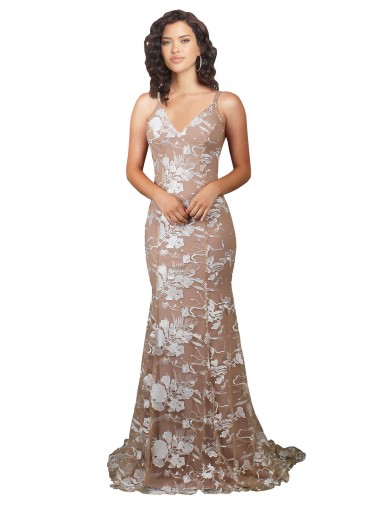 Lace Open Back Sweep Train V-Neck Mermaid Wedding Dress Stockport