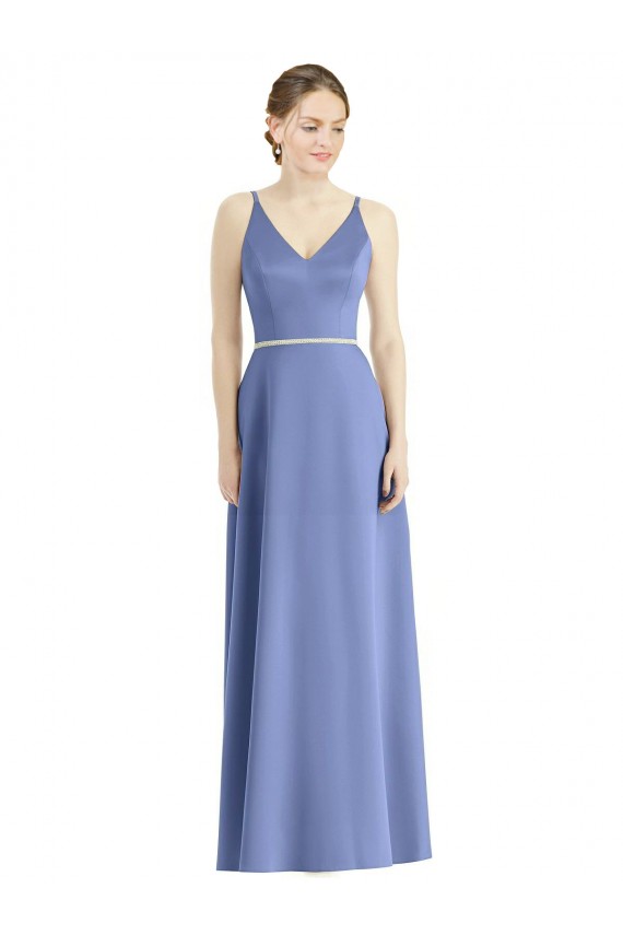Satin Long Spaghetti Straps A-Line Bridesmaid Dress Stockport