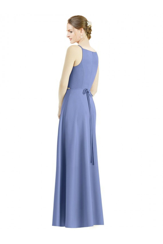 Satin Long Spaghetti Straps A-Line Bridesmaid Dress Stockport