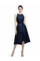 Satin Tea Length Halter Neck A-Line High Low Bridesmaid Dress Stockport