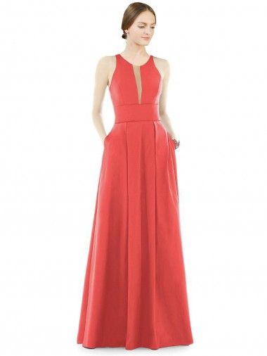 Satin Long Jewel Neck A-Line Bridesmaid Dress Stockport