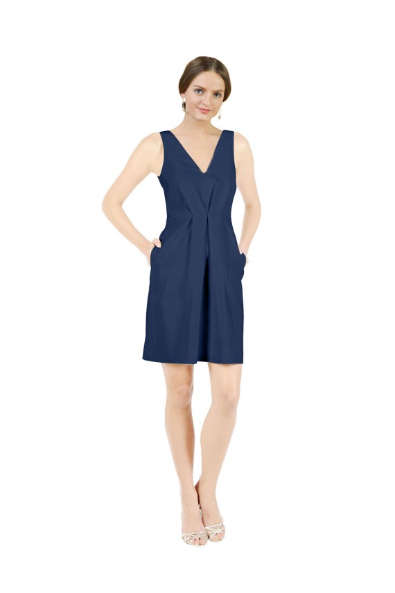 Satin Open Back Knee Length V-Neck A-Line Evening Gown / Bridesmaid Dress Stockport