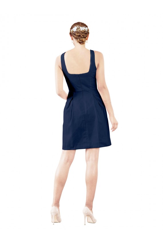 Satin Knee Length V-Neck A-Line Bridesmaid Gown Stockport