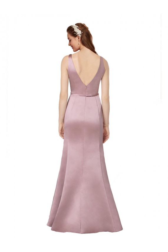 Satin V-Back Long V-Neck Sheath Formal Evening Gown / Prom Dress / Bridesmaid Dress Stockport