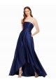 Satin Low Back Long Strapless A-Line High Low Evening Gown / Prom Dress / Bridesmaid Dress Stockport