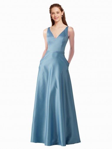 Satin Long High Neck A-Line Black Tie Prom Dress / Bridesmaid Dress Stockport