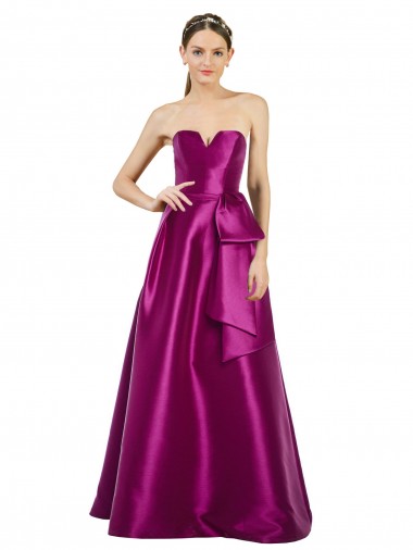Satin Long V-Neck A-Line Prom Dress / Bridesmaid Dress Stockport