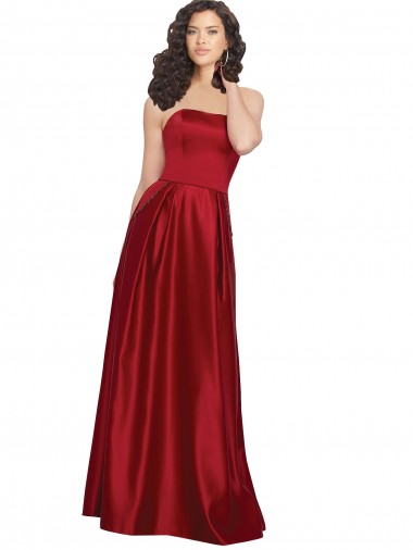 Satin Long Strapless A-Line Prom Dress / Bridesmaid Dress Stockport