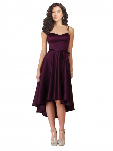 Satin Criss Cross Back Short Sweetheart A-Line High Low Prom Dress / Bridesmaid Dress Stockport