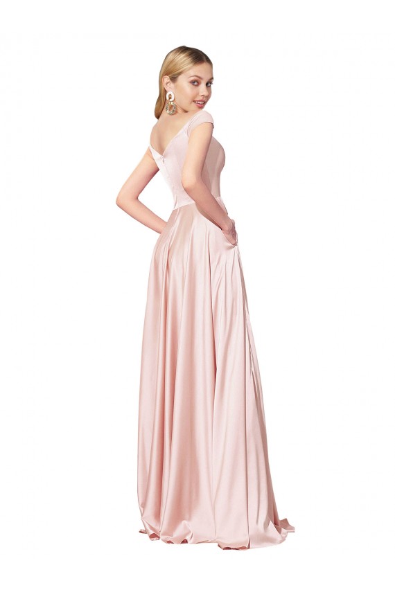 Satin Long Off the Shoulder A-Line Formal Evening Gown / Prom Dress / Bridesmaid Dress Stockport