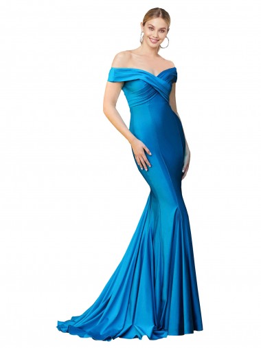 Satin Long Off the Shoulder Mermaid Formal Evening Gown / Prom Dress / Bridesmaid Dress Stockport