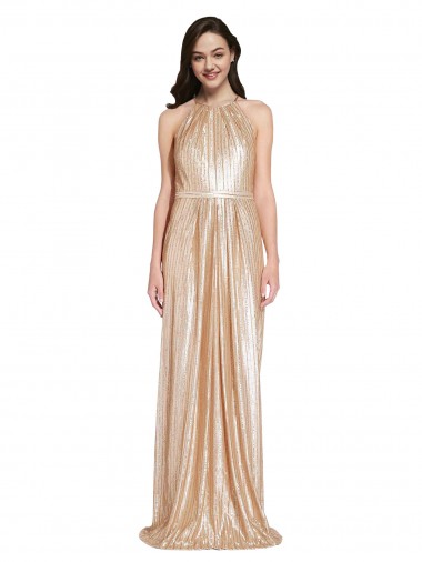 Sequin Long Halter Neck Sheath Formal Evening Gown / Prom Dress / Bridesmaid Dress Stockport