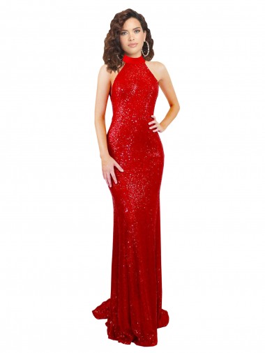 Sequin Open Back Long Halter Neck Mermaid Formal Evening Gown / Prom Dress / Bridesmaid Dress Stockport