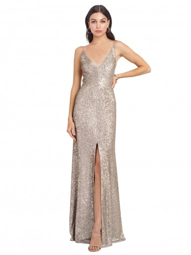 Sequin & Sparkling Sequin V-Back Long V-Neck Sheath Formal Evening Gown / Prom Dress / Bridesmaid Dress Stockport