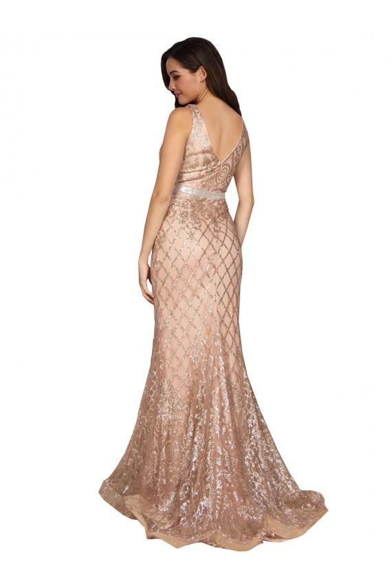 Sequin & Sparkling Sequin V-Back Long V-Neck Mermaid Formal Plus Size Evening Gown / Prom Dress / Bridesmaid Dress Stockport