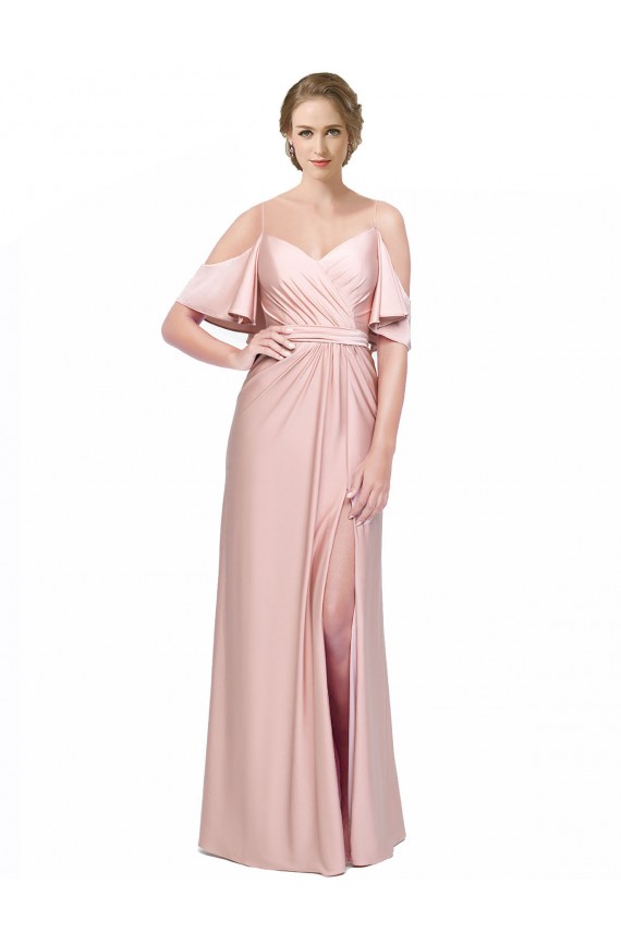 Silk like Satin Low Back Long Off the Shoulder Sheath Formal Evening Gown / Prom Dress / Bridesmaid Dress Stockport