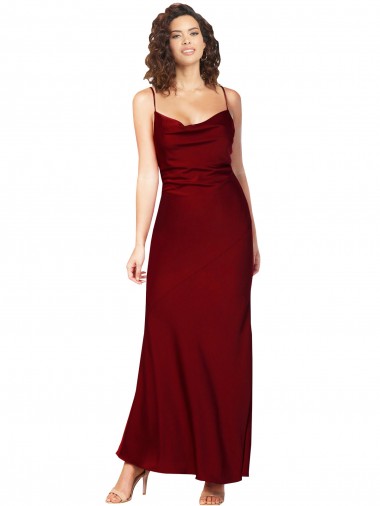 Silk like Satin Low Back Long Cowl Neck Sheath Black Tie Evening Gown / Prom Dress / Bridesmaid Dress Stockport