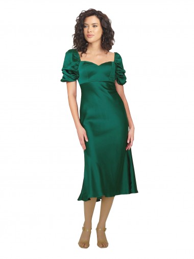 Silk like Satin Low Back Midi Length Sweetheart A-Line Formal Evening Gown / Prom Dress / Bridesmaid Dress Stockport