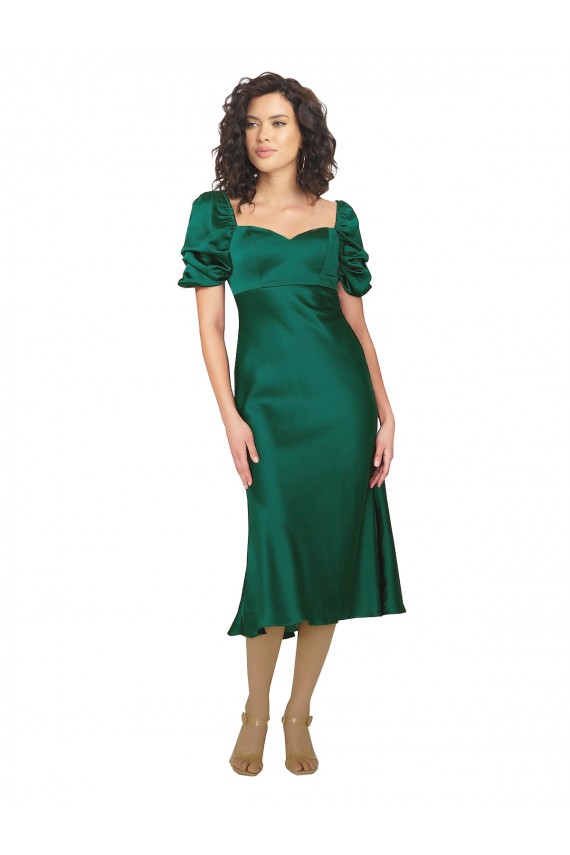 Silk like Satin Low Back Midi Length Sweetheart A-Line Formal Evening Gown / Prom Dress / Bridesmaid Dress Stockport