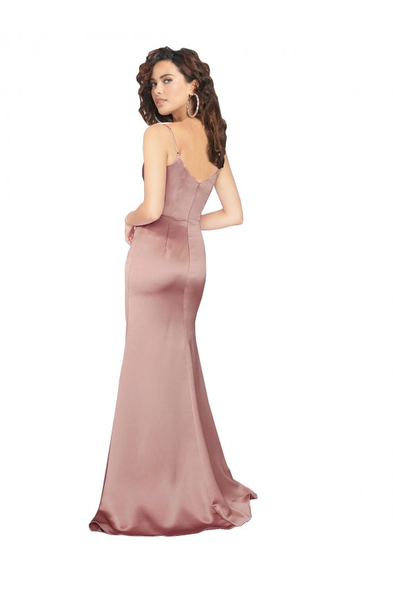 Silk like Satin V-Back Long V-Neck Sheath Black Tie Evening Gown / Prom Dress / Bridesmaid Dress Stockport