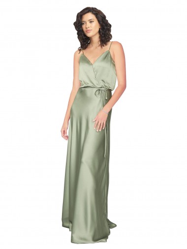 Silk like Satin V-Back Long V-Neck A-Line Formal Evening Gown / Bridesmaid Dress Stockport