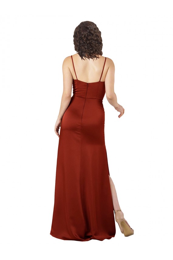 Silk like Satin Low Back Long Spaghetti Straps Red A-Line Formal Evening Gown / Prom Dress / Bridesmaid Dress Stockport