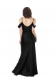 Silk like Satin Low Back Long Off the Shoulder Black A-Line Formal Dress / Bridesmaid Dress Stockport