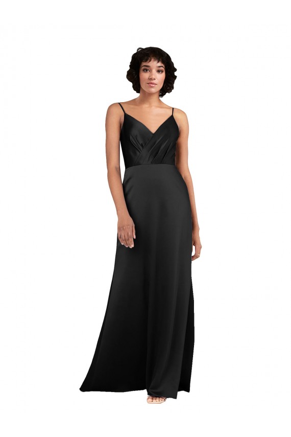 Silk like Satin Long V-Neck Column Formal Evening Gown / Prom Dress / Bridesmaid Dress Stockport