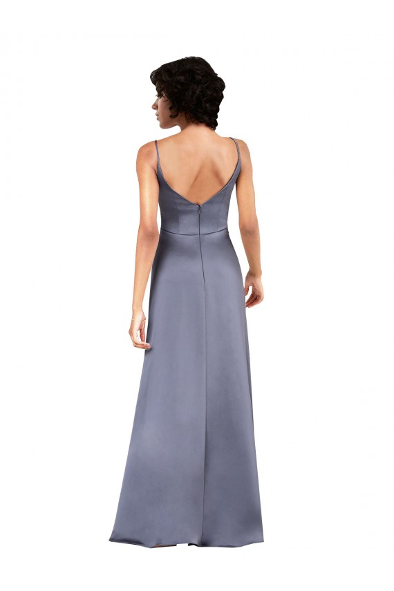 Silk like Satin Long V-Neck Column Formal Evening Gown / Prom Dress / Bridesmaid Dress Stockport