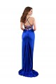 Silk like Satin Criss Cross Open Back Long Cowl Neck Royal Blue Sheath Formal Evening Gown / Prom Dress / Bridesmaid Dress Stockport