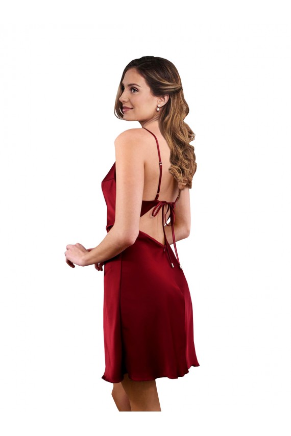 Silk like Satin Criss Cross Open Back Midi Length Cowl Neck Sheath Formal Evening Gown / Prom Dress / Bridesmaid Dress Stockport