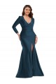 Silk like Satin Long V-Neck Atlantic Blue Mermaid Formal Plus Size Evening Gown / Prom Dress / Bridesmaid Dress Stockport